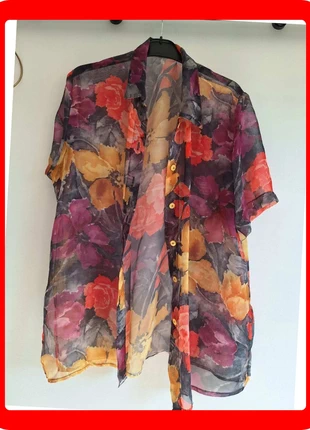 408. Chemise transparente fleurie vintage T42, condition: Very good, size: XL / 42 / 14, €10.00, €11.20 includes Buyer Protection Pro