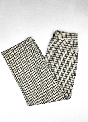 Pantalon droit large élégant à carreaux pied-de-poule beige noir jaune - Femme taille M, marque: Vintage Dressing, état: Très bon état, taille: M / 38 / 10, 10,00 €, 11,20 € Protection acheteurs incluse