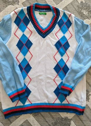 Pullover bambino Benetton tg 5/6 anni – stile vintage con motivo argyle, marke: United Colors of Benetton, zustand: Sehr gut, größe: 5 Jahre / 110, 5,00 €, 5,95 € inklusive Vinted-Käuferschutz