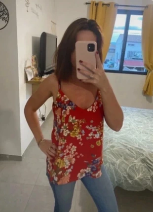Débardeur rouge fleuri Pimkie taille S, brand: Pimkie, condition: New without tags, size: S / 36 / 8, €8.00, €9.10 includes Buyer Protection