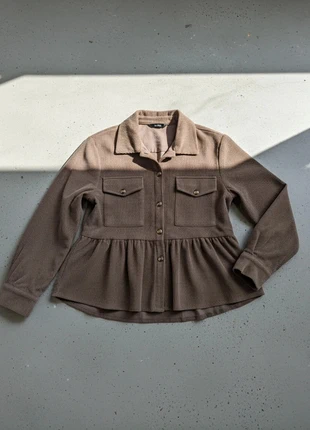 Chemise velours café – côtelée, douce, boutonnée, peplum, brand: Lune d’Opale, condition: Very good, size: M / 38 / 10, €49.90, €53.10 includes Buyer Protection