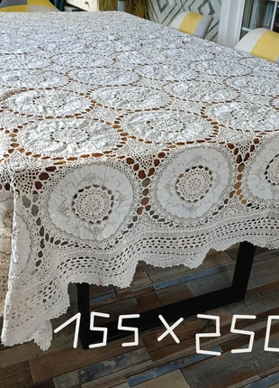 🧵 Tres grande Nappe ou couvre lit vintage en crochet et broderie – 155 x 250 cm – Fait main, brand: Vintage fait main, condizioni: Ottime, €40.00, €42.70 include la Protezione acquisti