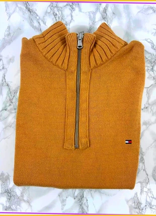 Pull 1/4 Zip, Halfzip Tommy Hilfiger Marron clair / Col camionneur / Logo brodé / Taille L Homme, marke: Tommy Hilfiger, zustand: Sehr gut, größe: L, 35,00 €, 37,45 € inklusive Vinted-Käuferschutz