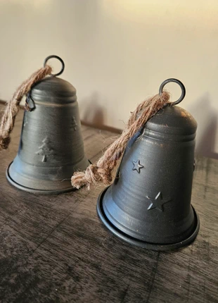 Zwarte metalen kerstbellen met jute touw - rustieke decoratie, merk: onbekend, staat: Goed, € 7,50, € 8,58 inclusief Kopersbescherming