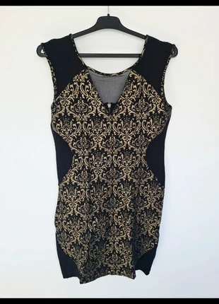 Robe de soirée noire imprimé doré moulante sexy No Excuse Taille 40 / L, brand: No Excuse, condizioni: Ottime, taglia: L / IT 44 / EU 40, €6.00, €7.00 include la Protezione acquisti