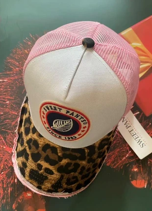 Sweet Pants pink trucker cap – mesh Y2K hat w/ leopard brim, brand: Sweet Pants, condition: New with tags, size: One size, €39.00, €41.65 includes Buyer Protection