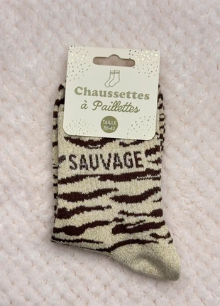 Chaussettes a paillettes Sauvage motif tigre beige marron taille 36-42 femme idee cadeau mode, marke: chaussettes à paillettes, zustand: Sehr gut, größe: Einheitsgröße, 5,00 €, 5,95 € beinhaltet Vinted-Käuferschutz Pro