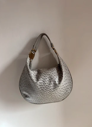 Grey ostrich leatherbag, marca: Vintage Dressing, estado: Muito bom, €16.00, €17.50 inclui Proteção do Comprador