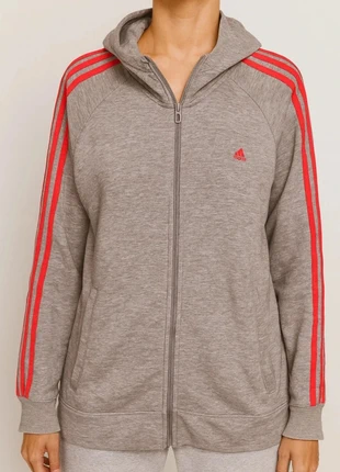 Sweat à capuche Adidas – Gris & bandes rose– Femme XL, brand: adidas, condition: Good, size: XL / 42 / 14, €13.00, €14.35 includes Buyer Protection