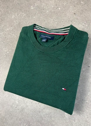 Pull/Sweat a col rond ras de cou crewneck Tommy Hilfiger L Vert logo brodé coton, marque: Tommy Hilfiger, état: Très bon état, taille: L, 23,50 €, 25,38 € Protection acheteurs (Pro) incluse