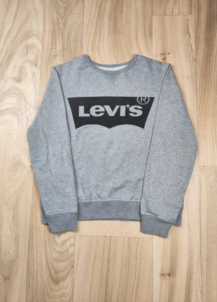 Sweat gris chiné, Levi’s, logo noir vintage 80s, Y2K, col rond, taille XS adolescent, merk: Levi's, staat: Heel goed, maat: 14 jaar / 164 cm, € 13,00, € 14,35 inclusief Kopersbescherming Pro