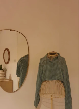 Bauchfreies kurzes Hemd – grün/weiß kariert, Größe S, marque: Bershka, état: Très bon état, taille: S / 36 / 8, 2,00 €, 2,80 € Protection acheteurs incluse