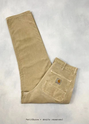 Jean Carhartt wip Beige Single Knee Pant Large Baggy Carpenter Denim - Taille M w30 #1814, marca: Carhartt, estado: Muito bom, tamanho: PT 40 | W30, €49.00, €52.15 inclui Proteção do Comprador Pro