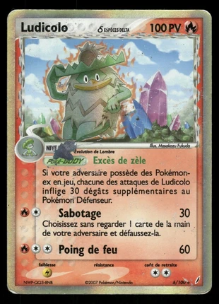 Carte Pokémon Holo Ludicolo 6/100 EX Gardiens de Cristal Fr/Français EX, marca: Pokémon, estado: Satisfatório, €10.00, €11.20 inclui Proteção do Comprador Pro
