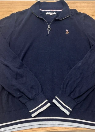 U.S. Polo Assn. | Jersey Punto Azul Marino | Cuello Alto Quarter Zip (Cremallera) | Estilo Preppy |, marque: U.S. Polo Assn., état: Neuf sans étiquette, taille: XL, 20,99 €, 22,74 € Protection acheteurs incluse