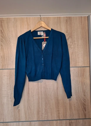 "Winterstorm" blauwe cardigan - Banned - Maat L 40, merk: Dancing Days by BANNED, staat: Nieuw met prijskaartje, maat: L / 40 / 12, € 20,00, € 21,70 inclusief Kopersbescherming Pro