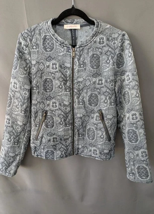 Veste blazer Camaïeu jacquard gris-bleu – Taille 38, brand: Camaïeu, condition: Very good, size: M / 38 / 10, €12.00, €13.30 includes Buyer Protection Pro
