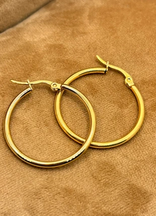 Aritos dorados 3 cm Acero inoxidable 316L ligeros y cómodos, condizioni: Nuovo senza cartellino, €5.39, €6.36 include la Protezione acquisti