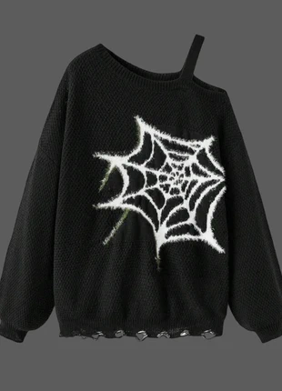 Pull avec épaule dénudé avec dessin style gotique, marque: Aesthetic, état: Neuf sans étiquette, taille: S / 36 / 8, 29,99 €, 32,19 € Protection acheteurs incluse