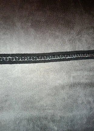 Ras de cou/Bracelet chaîne argenté et ruban noir, état: Neuf sans étiquette, 3,50 €, 4,38 € Protection acheteurs incluse