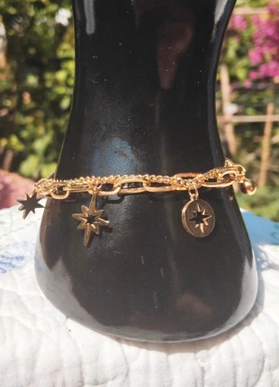 Bracelet acier inoxydable doré – double chaine et breloques tendance, marca: Boutique Île de Beauté, estado: Novo sem etiquetas, €3.95, €4.85 inclui Proteção do Comprador Pro