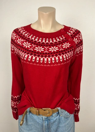 Red Nordic Fair Isle Knit Sweater with Snowflake Pattern Cozy Winter Style Warm Soft Knitwear M, marque: Vintage Dressing, état: Très bon état, taille: M / 38 / 10, 18,90 €, 20,55 € Protection acheteurs incluse