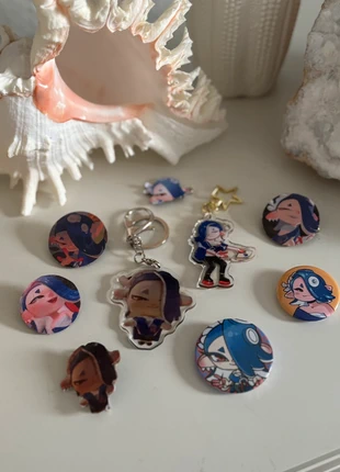 Splatoon - Shiver set 9 ( Buttons, Pins + Keychains), merk: Nintendo, staat: Nieuw zonder prijskaartje, € 10,00, € 11,20 inclusief Kopersbescherming