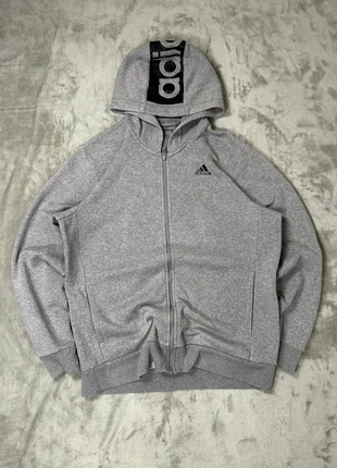 Adidas Essentials Grey Full-Zip Hoodie Logo Hood Detail Everyday Comfort Size L, marca: adidas, estado: Muito bom, tamanho: L, €22.50, €24.33 inclui Proteção do Comprador