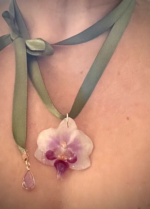 Orchid Necklace, Real Dried Orchid Flower, Natural Floral Pendant, UK Handmade, brand: Lost Petal, condition: New without tags, £20.00, £21.70 includes Buyer Protection