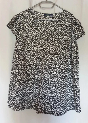 Blouse, top haut fleuri noir et blanc femme grande taille 46/48 manches courtes, brand: Kiabi, condition: Very good, size: XXXL / 46 / 18, €12.00, €13.30 includes Buyer Protection
