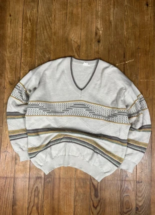 Pull maille vintage laine col V motifs rayures multicolore M, marque: Vintage Dressing, état: Bon état, taille: M, 10,60 €, 11,83 € Protection acheteurs (Pro) incluse