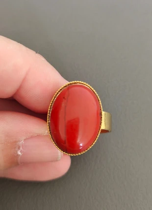 Bague ovale acier inoxydable doré pierre naturelle jaspe rouge, brand: Pierre naturelle, condizioni: Ottime, taglia: Regolabile, €8.50, €9.63 include la Protezione acquisti Pro