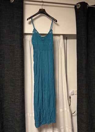 Vestito Lungo Blu Petrolio Top Crochet Stile Boho - Taglia 46, condizioni: Ottime, taglia: XXXL / IT 50 / EU 46, €2.00, €2.80 include la Protezione acquisti