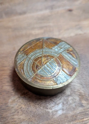 Vintage Brass Trinket Box with Enamel – Made in India, marque: Vintage Bazaar, état: Satisfaisant, 8,00 €, 9,10 € Protection acheteurs incluse