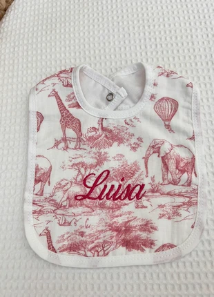 Bavoir bébé toile de jouy rose en coton baby safari bébé fille garçon, condition: New without tags, €14.00, €15.40 includes Buyer Protection Pro