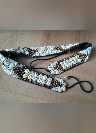 Vintage Bohemian Kauri Schelpen Riem – Handgemaakt – Hippie Festival Knoopriem – 061Z, merk: Vintage Dressing, staat: Heel goed, maat: Aanpasbaar, € 12,95, € 14,30 inclusief Kopersbescherming