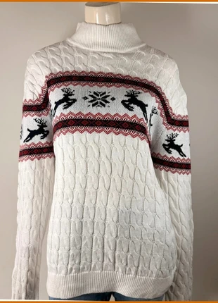 McNeal White Nordic Cotton Sweater with Reindeer Pattern, Size L, marque: Vintage Dressing, état: Très bon état, taille: L / 40 / 12, 23,90 €, 25,80 € Protection acheteurs incluse