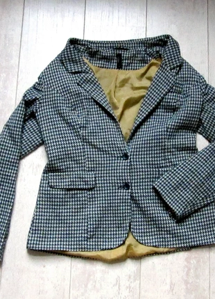 Vero Moda blazer jasje zwart wit geblokt dogtooth oker maat 42, marca: Vero Moda, estado: Muito bom, tamanho: M / 38 / 10, €2.50, €3.33 inclui Proteção do Comprador