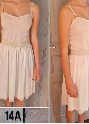 Robe bustier crème dorée La Halle 14 ans, marke: La Halle, zustand: Sehr gut, größe: 14 Jahre / 164, 2,50 €, 3,33 € inklusive Vinted-Käuferschutz