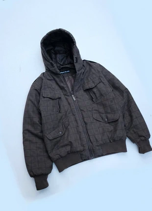 Urban Island Padded Grid Jacket | Brown/Grey Streetwear Bomber, merk: Urban island, staat: Heel goed, maat: M, € 20,00, € 21,70 inclusief Kopersbescherming