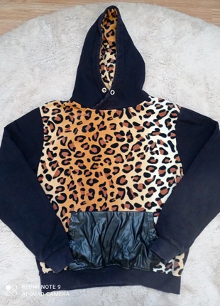 Pull a Capuche Noir Léopard T.L Femme Official New York 80% Coton, marque: OFFICIAL NEW YORK, état: Très bon état, taille: L / 40 / 12, 6,90 €, 7,95 € Protection acheteurs incluse