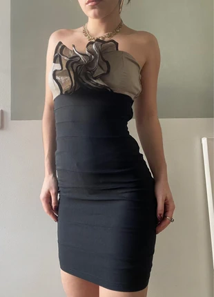 Robe de soirée noire à froufrou rococo vintage 90s, y2k,, marque: Vintage Dressing, état: Très bon état, taille: S / 36 / 8, 12,00 €, 13,30 € Protection acheteurs incluse