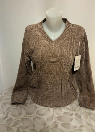 Pull d’hiver col V marron, marque: Fashion Style, état: Neuf avec étiquette, taille: XL / 42 / 14, 11,00 €, 12,25 € Protection acheteurs incluse