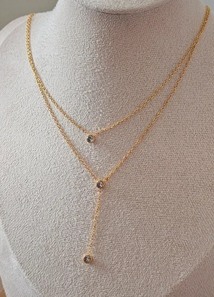 Collier double chaîne pendentifs strass En acier inoxydable Dorée, marke: Strass, zustand: Sehr gut, 8,00 €, 9,10 € beinhaltet Vinted-Käuferschutz Pro