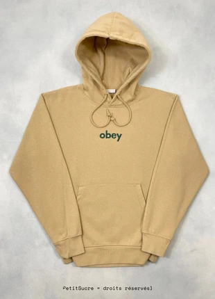 Pull Obey Moutarde Brodé vert coupe Large Hoodie Oversize Sweatshirt - Taille S #1360, brand: Obey, condition: Very good, size: S, €49.00, €52.15 includes Buyer Protection Pro
