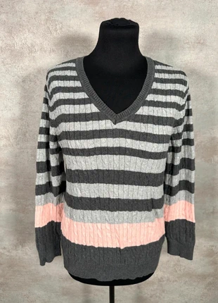 Pull Maille Torsadée Cable Knit Vintage Karen Scott gris clair fonce rose taille M, brand: Vintage Dressing, condition: Very good, size: M / 38 / 10, €12.00, €13.30 includes Buyer Protection Pro