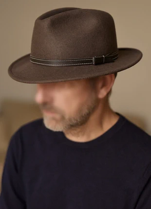Chapeau fedora en feutre brun – style intemporel, marque: aucun, état: Neuf sans étiquette, taille: 54, 13,00 €, 14,35 € Protection acheteurs incluse