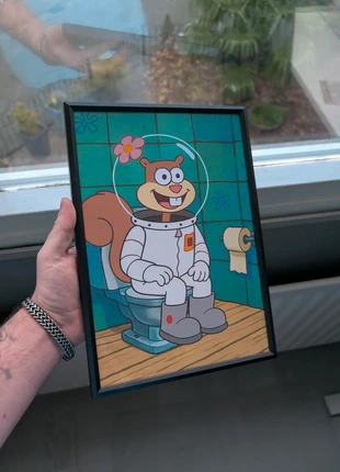 Sandy op de wc - Ingelijste Poster, merk: SpongeBob SquarePants, staat: Heel goed, € 12,50, € 13,83 inclusief Kopersbescherming Pro