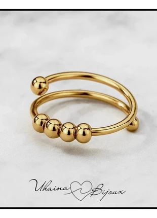 Bague spirale dorée en acier inoxydable avec perles - Uhaina Bijoux, brand: Uhaina Bijoux, condition: New with tags, size: Adjustable, €9.00, €10.15 includes Buyer Protection Pro