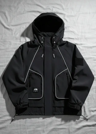 Veste coupe-vent noire technique style gorpcore utilitaire streetwear moderne, marca: Vintage Dressing, estado: Muito bom, tamanho: M / 38 / 10, €60.99, €64.74 inclui Proteção do Comprador